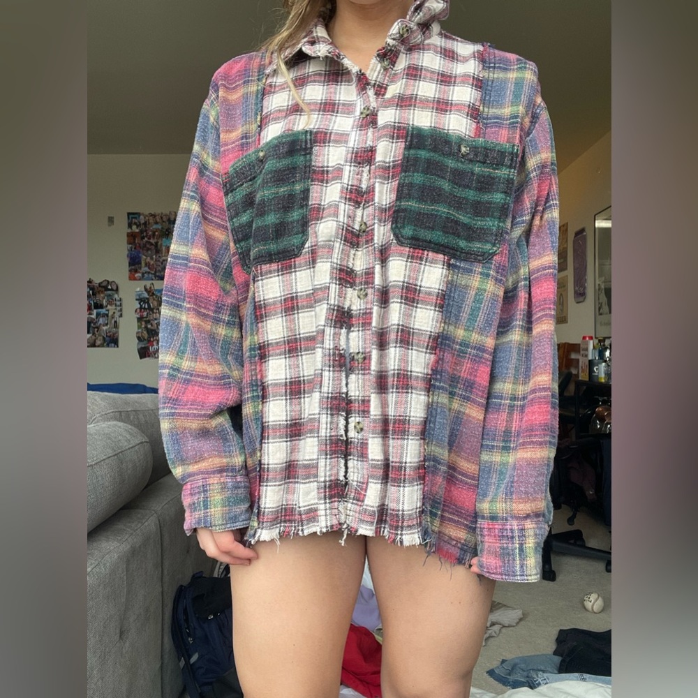Multipatterned Oversized Flannel - Urban Outfitters